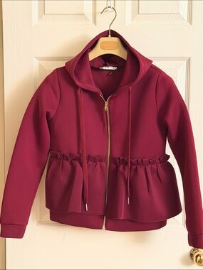 Stage of Playlord Burgundy Zip-Front Hoodie Jacket